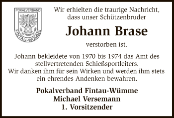 Traueranzeige von Johann Brase von SYK