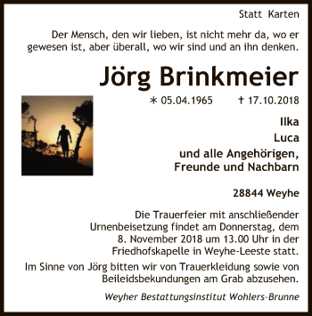 Traueranzeige von Jörg Brinkmeier von SYK