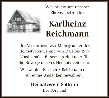 Traueranzeige von Karlheinz Reichmann von SYK