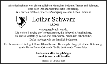 Traueranzeige von Lothar Schwarz von SYK