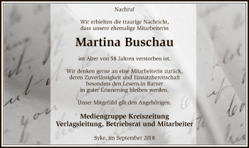 Traueranzeige von Martina Buschau von SYK