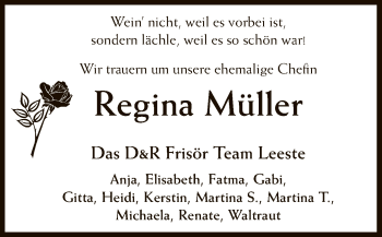 Traueranzeige von Regina Müller von SYK