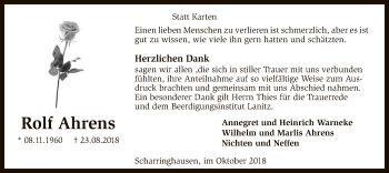 Traueranzeige von Rolf Ahrens von SYK