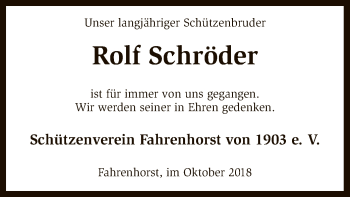 Traueranzeige von Rolf Schröder von SYK