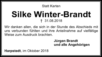 Traueranzeige von Silke Winter-Brandt von SYK