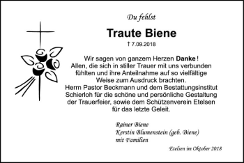 Traueranzeige von Traute Biene von SYK