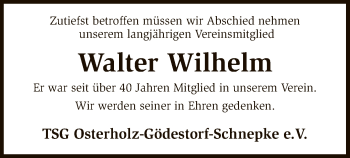 Traueranzeige von Walter Wilhelm von SYK