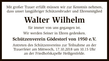 Traueranzeige von Walter Wilhelm von SYK