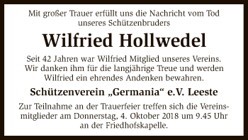 Traueranzeige von Wilfried Hollwedel von SYK