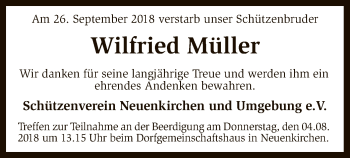 Traueranzeige von Wilfried Müller von SYK