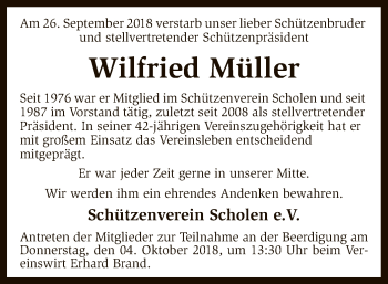 Traueranzeige von Wilfried Müller von SYK