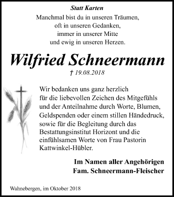 Traueranzeige von Wilfried Schneermann von SYK