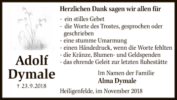 Traueranzeige von Adolf Dymale von SYK