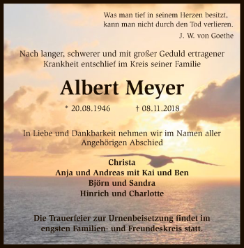 Traueranzeige von Albert Meyer von SYK