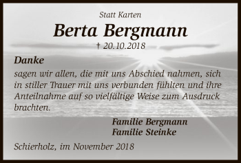 Traueranzeige von Berta Bergmann von SYK