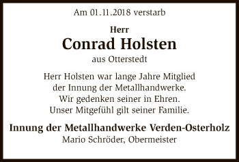 Traueranzeige von Conrad Holsten von SYK