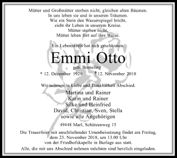 Traueranzeige von Emmi Otto von SYK