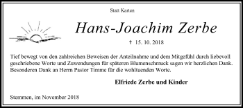 Traueranzeige von Hans-Joachim Zerbe von SYK