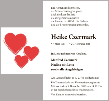 Traueranzeige von Heike Czermark von SYK
