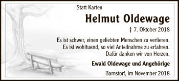 Traueranzeige von Helmut Oldewage von SYK