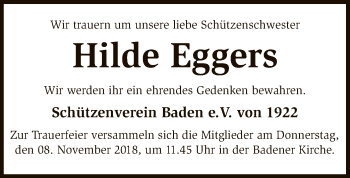 Traueranzeige von Hilde Eggers von SYK