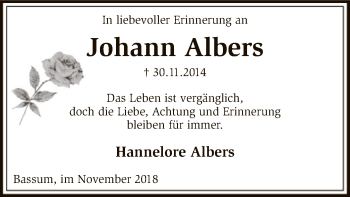 Traueranzeige von Johann Albers von SYK