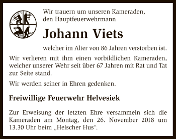 Traueranzeige von Johann Viets von SYK