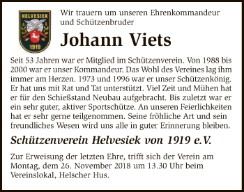 Traueranzeige von Johann Viets von SYK