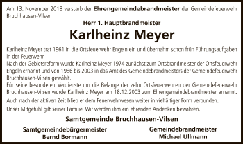 Traueranzeige von Karlheinz Meyer von SYK