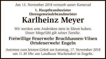 Traueranzeige von Karlheinz Meyer von SYK