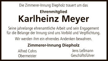 Traueranzeige von Karlheinz Meyer von SYK