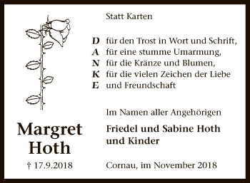 Traueranzeige von Margret Hoth von SYK