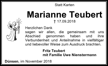 Traueranzeige von Marianne Teubert von SYK