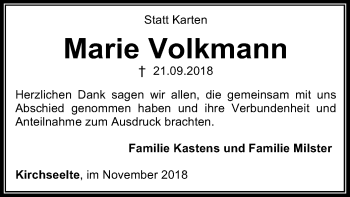 Traueranzeige von Marie Volkmann von SYK