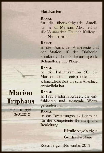Traueranzeige von Marion Triphaus von SYK