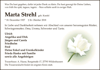 Traueranzeige von Marta Strehl von SYK