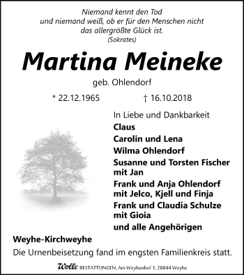 Traueranzeige von Martina Meineke von SYK