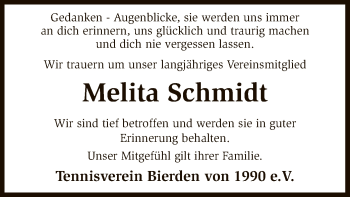 Traueranzeige von Melita Schmidt von SYK