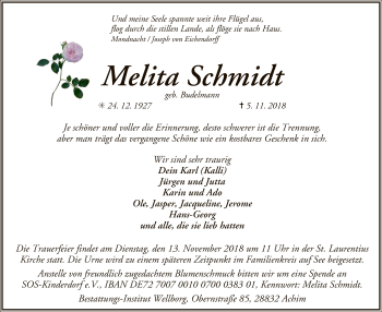 Traueranzeige von Melita Schmidt von SYK