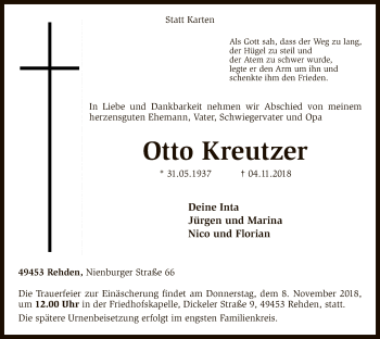 Traueranzeige von Otto Kreutzer von SYK