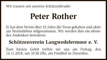 Traueranzeige von Peter Rother von SYK