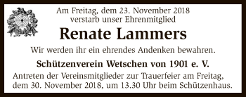 Traueranzeige von Renate Lammers von SYK