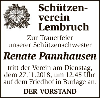 Traueranzeige von Renate Pannhausen von SYK