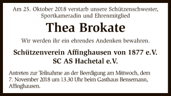 Traueranzeige von Thea Brokate von SYK