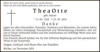 Traueranzeige von Thea Otte von SYK