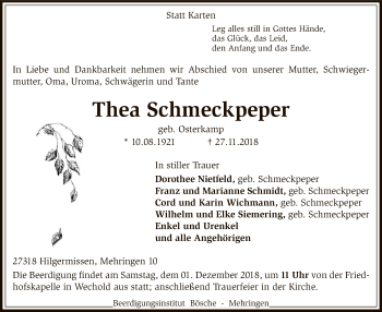 Traueranzeige von Thea Schmeckpeper von SYK