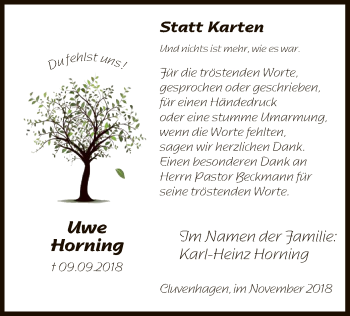 Traueranzeige von Uwe Horning von SYK