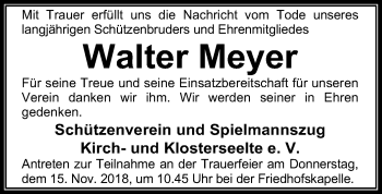 Traueranzeige von Walter Meyer von SYK