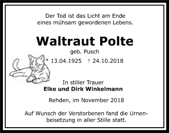 Traueranzeige von Waltraut Polte von SYK