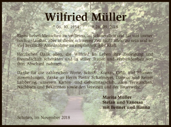 Traueranzeige von Wilfried Müller von SYK